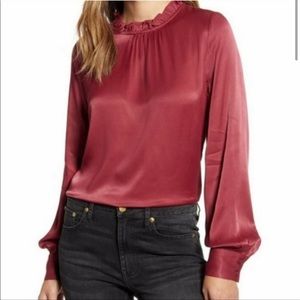 Rachel Parcell Burgundy Ruffle Blouse